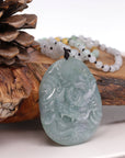 Baikalla Jewelry Jade Carving Necklace Baikalla™ "Soring Dragon" Natural Jadeite Jade Blue Green Pendant Necklace For Men, Collectibles.