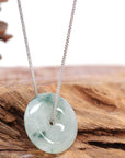 Baikalla Jewelry Jade Pendant Necklace Baikalla™ "Good Luck Button" Necklace Ice Blue Green Jadeite Jade Lucky KouKou Pendant Necklace