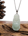 Baikalla Jewelry Jade Buddha Pendant Baikalla™ "Laughing Buddha" Genuine Green Jadeite Buddha Pendant Necklace With Silver Bail