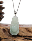 Baikalla Jewelry Jade Buddha Pendant Baikalla™ "Laughing Buddha" Genuine Green Jadeite Buddha Pendant Necklace With Silver Bail