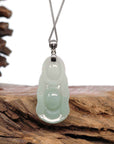 Baikalla Jewelry Jade Buddha Pendant Baikalla™ "Laughing Buddha" Genuine Green Jadeite Buddha Pendant Necklace With Silver Bail