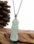 Baikalla Jewelry Jadeite Jade Buddha & Guanyin Pendant Genuine Burmese Jadeite Jade Green Guanyin Pendant Necklace With Silver Bail