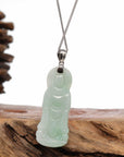 Baikalla Jewelry Jadeite Jade Buddha & Guanyin Pendant Genuine Burmese Jadeite Jade Green Guanyin Pendant Necklace With Silver Bail