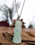 Baikalla Jewelry Jadeite Jade Buddha & Guanyin Pendant Genuine Burmese Jadeite Jade Green Guanyin Pendant Necklace With Silver Bail