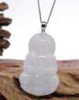Baikalla Jewelry Jadeite Jade Buddha & Guanyin Genuine Burmese Lavender Jadeite Jade Guanyin Pendant Necklace