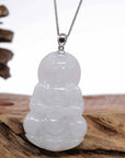 Baikalla Jewelry Jadeite Jade Buddha & Guanyin Genuine Burmese Lavender Jadeite Jade Guanyin Pendant Necklace