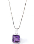 Baikalla Jewelry Silver Amethyst Necklace Amethyst Baikalla™ Classic Sterling Silver Natural Amethyst Pendant Necklace With CZ