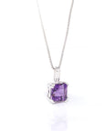 Baikalla Jewelry Silver Amethyst Necklace Baikalla™ Classic Sterling Silver Natural Amethyst Pendant Necklace With CZ