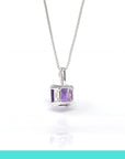 Baikalla Jewelry Silver Amethyst Necklace Baikalla™ Classic Sterling Silver Natural Amethyst Pendant Necklace With CZ