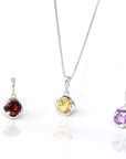 Baikalla Jewelry Silver Amethyst Necklace Baikalla™ Classic Sterling Silver Natural Amethyst Citrine Garnet Necklace With CZ