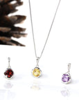 Baikalla Jewelry Silver Amethyst Necklace Baikalla™ Classic Sterling Silver Natural Amethyst Citrine Garnet Necklace With CZ