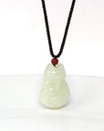 Baikalla Jewelry Jade Pendant Genuine Nephrite White Jade Cute Fox Pendant Necklace