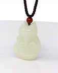Baikalla Jewelry Jade Pendant Big Fox Genuine Nephrite White Jade Cute Fox Pendant Necklace