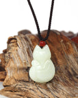 Baikalla Jewelry Jade Pendant Genuine Nephrite White Jade Cute Fox Pendant Necklace
