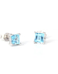 Baikalla Jewelry Silver Gemstones Earrings Baikalla™ Classic Sterling Silver Natural Swiss Blue Princess Cut Topaz Stud Earrings
