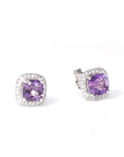 Baikalla Jewelry Silver Gemstones Earrings Baikalla™ Classic Sterling Silver Natural Cushion Cut Amethyst Stud Earrings