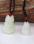 Baikalla Jewelry Jade Pendant Pair Genuine Nephrite White Jade Cute Fox Pendant Necklace