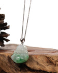 Baikalla Jewelry Jade Buddha Pendant Copy of Copy of Baikalla™ "Laughing Buddha" Genuine Vibrant Green Jadeite Buddha Pendant Necklace With 14k White Gold Bail