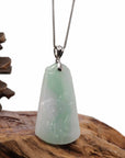 Baikalla Jewelry Jade Guanyin Pendant Necklace Baikalla Genuine Green Jadeite Jade " Ping An Wu Shi Pai " Pendant With Gold Bail