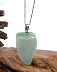 Baikalla Jewelry Jade Pendant Natural Ice Lavender Jadeite Jade Shou Tao ( Longevity Peach ) Necklace With 14k Yellow Gold Bail