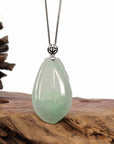 Baikalla Jewelry Jade Pendant Natural Ice Lavender Jadeite Jade Shou Tao ( Longevity Peach ) Necklace With 14k Yellow Gold Bail