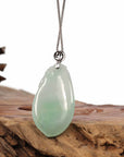 Baikalla Jewelry Jade Pendant Natural Ice Lavender Jadeite Jade Shou Tao ( Longevity Peach ) Necklace With 14k Yellow Gold Bail