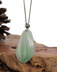 Baikalla Jewelry Jade Pendant Natural Ice Lavender Jadeite Jade Shou Tao ( Longevity Peach ) Necklace With 14k Yellow Gold Bail