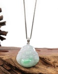 Baikalla Jewelry Jade Buddha Pendant Copy of Copy of Copy of Baikalla™ "Laughing Buddha" Genuine Green Jadeite Buddha Pendant Necklace With 14k White Gold Diamond Bail
