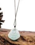Baikalla Jewelry Jade Buddha Pendant Copy of Copy of Copy of Baikalla™ "Laughing Buddha" Genuine Green Jadeite Buddha Pendant Necklace With 14k White Gold Diamond Bail