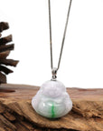 Baikalla Jewelry Jade Buddha Pendant Copy of Copy of Copy of Copy of Copy of Baikalla™ "Laughing Buddha" Genuine Green Jadeite Buddha Pendant Necklace With 14k White Gold Diamond Bail