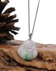 Baikalla Jewelry Jade Buddha Pendant Copy of Copy of Copy of Copy of Copy of Baikalla™ "Laughing Buddha" Genuine Green Jadeite Buddha Pendant Necklace With 14k White Gold Diamond Bail