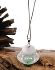 Baikalla Jewelry Jade Buddha Pendant Copy of Copy of Copy of Copy of Copy of Baikalla™ "Laughing Buddha" Genuine Green Jadeite Buddha Pendant Necklace With 14k White Gold Diamond Bail