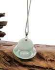 Baikalla Jewelry Jade Buddha Pendant Copy of Baikalla™ "Laughing Buddha" Genuine Green Jadeite Buddha Pendant Necklace With 14k White Gold Diamond Bail