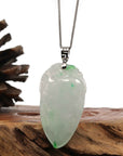 Baikalla Jewelry Jade Pendant Copy of Natural Ice Lavender Jadeite Jade Shou Tao ( Longevity Peach ) Necklace With 14k Yellow Gold Bail
