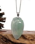 Baikalla Jewelry Jade Pendant Natural Icy Jadeite Jade Shou Tao ( longevity Peach ) Necklace With 14k Yellow Gold Bail