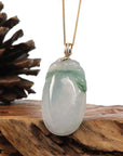 Baikalla Jewelry Jade Pendant Copy of Copy of Baikalla Natural Green Jadeite Jade Shou Tao ( Longevity Peach ) Necklace With 14k Yellow Gold VS1 Diamond Bail