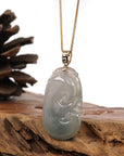 Baikalla Jewelry Jade Pendant Copy of Copy of 14k Yellow Gold Genuine Burmese Light Lavender Jadeite Happiness and Safety (Fu & Pingan) Pendant Necklace