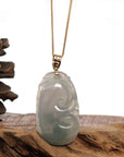 Baikalla Jewelry Jade Pendant Copy of Copy of 14k Yellow Gold Genuine Burmese Light Lavender Jadeite Happiness and Safety (Fu & Pingan) Pendant Necklace
