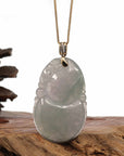 Baikalla Jewelry Jade Pendant 14K Yellow Gold Jadeite Jade Good Luck Hulu Bottle Gourd Necklace With Diamonds