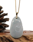 Baikalla Jewelry Jade Pendant Copy of Copy of Copy of Copy of 14k Yellow Gold Genuine Burmese Light Lavender Jadeite Happiness and Safety (Fu & Pingan) Pendant Necklace