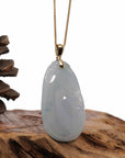 Baikalla Jewelry Jade Pendant Copy of Copy of Copy of Copy of 14k Yellow Gold Genuine Burmese Light Lavender Jadeite Happiness and Safety (Fu & Pingan) Pendant Necklace