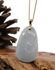 Baikalla Jewelry Jade Pendant Copy of Copy of Copy of Copy of 14k Yellow Gold Genuine Burmese Light Lavender Jadeite Happiness and Safety (Fu & Pingan) Pendant Necklace
