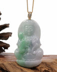 Baikalla Jewelry Jade Guanyin Pendant Necklace Copy of Baikalla 14k "Goddess of Compassion" Genuine Burmese Jadeite Jade Guanyin Necklace With Diamond Bail