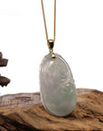 Baikalla Jewelry Jade Pendant Copy of 14k Yellow Gold Genuine Burmese Light Lavender Jadeite Happiness and Safety (Fu & Pingan) Pendant Necklace