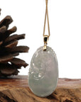 Baikalla Jewelry Jade Pendant Copy of 14k Yellow Gold Genuine Burmese Light Lavender Jadeite Happiness and Safety (Fu & Pingan) Pendant Necklace