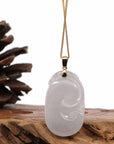 Baikalla Jewelry Jade Pendant Copy of Copy of Copy of Copy of Copy of 14k Yellow Gold Genuine Burmese Light Lavender Jadeite Happiness and Safety (Fu & Pingan) Pendant Necklace