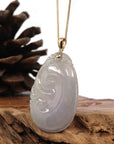 Baikalla Jewelry Jade Pendant Copy of Copy of Copy of 14k Yellow Gold Genuine Burmese Light Lavender Jadeite Happiness and Safety (Fu & Pingan) Pendant Necklace