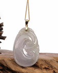 Baikalla Jewelry Jade Pendant Copy of Copy of Copy of 14k Yellow Gold Genuine Burmese Light Lavender Jadeite Happiness and Safety (Fu & Pingan) Pendant Necklace