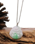 Baikalla Jewelry Jade Buddha Pendant Copy of Baikalla™ "Laughing Buddha" Genuine Vibrant Green Jadeite Buddha Pendant Necklace With 14k White Gold Diamond Bail