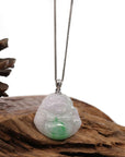 Baikalla Jewelry Jade Buddha Pendant Copy of Baikalla™ "Laughing Buddha" Genuine Vibrant Green Jadeite Buddha Pendant Necklace With 14k White Gold Diamond Bail